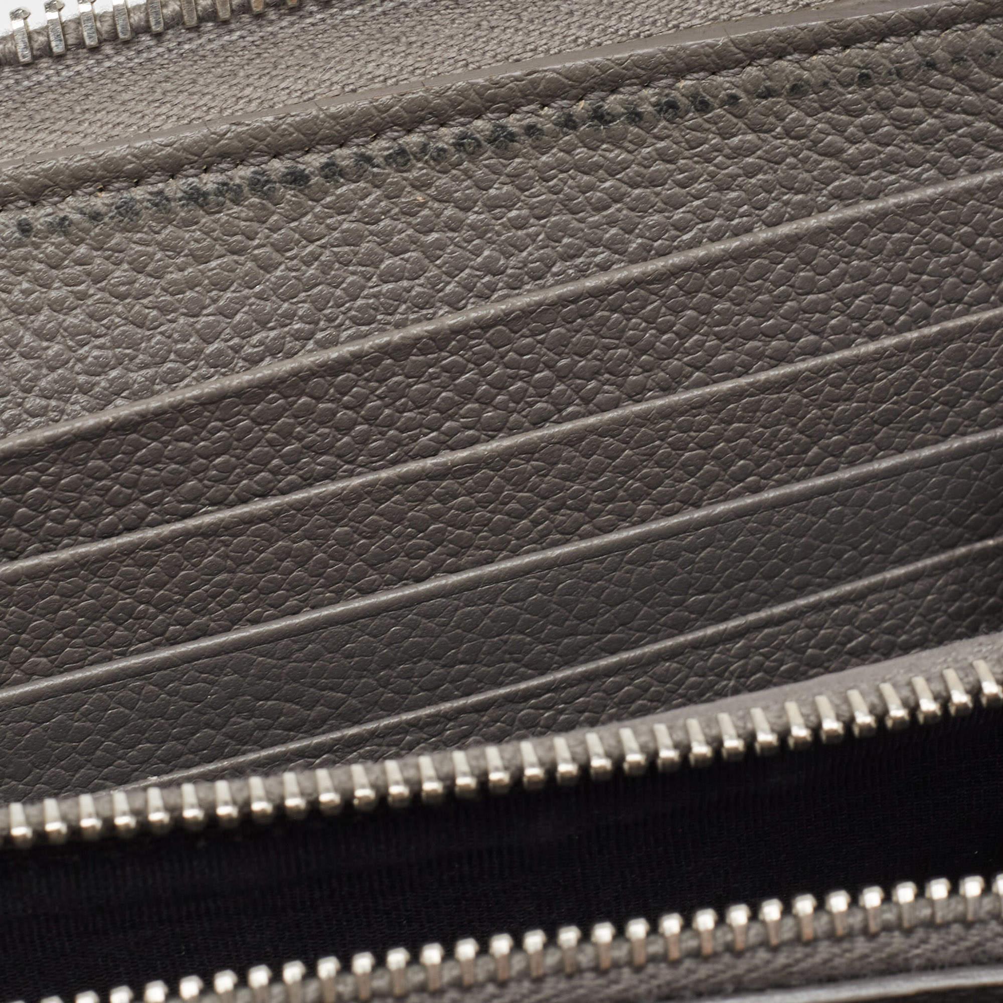 Saint Laurent Grey Leather Zip Around Continental Wallet For Sale 8