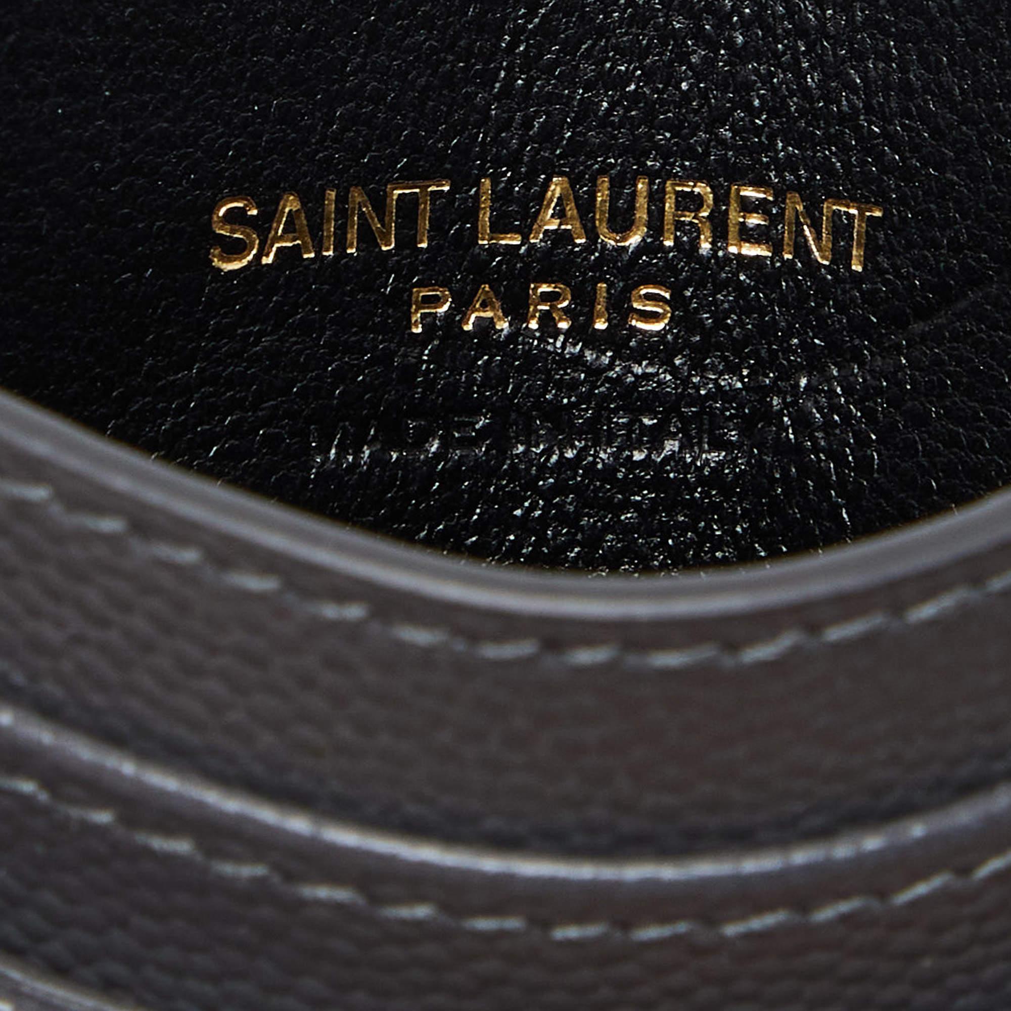 Saint Laurent Grey Matelassé Leather Monogram Card Holder 3