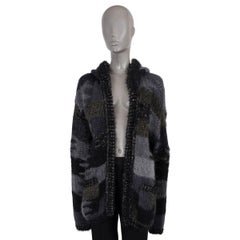 SAINT LAURENT gris mohair 2018 CAMOUFLAGE HOODED BAJA KNIT Chaqueta M