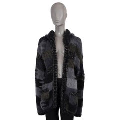 SAINT LAURENT Graues Mohair 2018 CAMOUFLAGE HOODED BAJA KNIT Jacke M