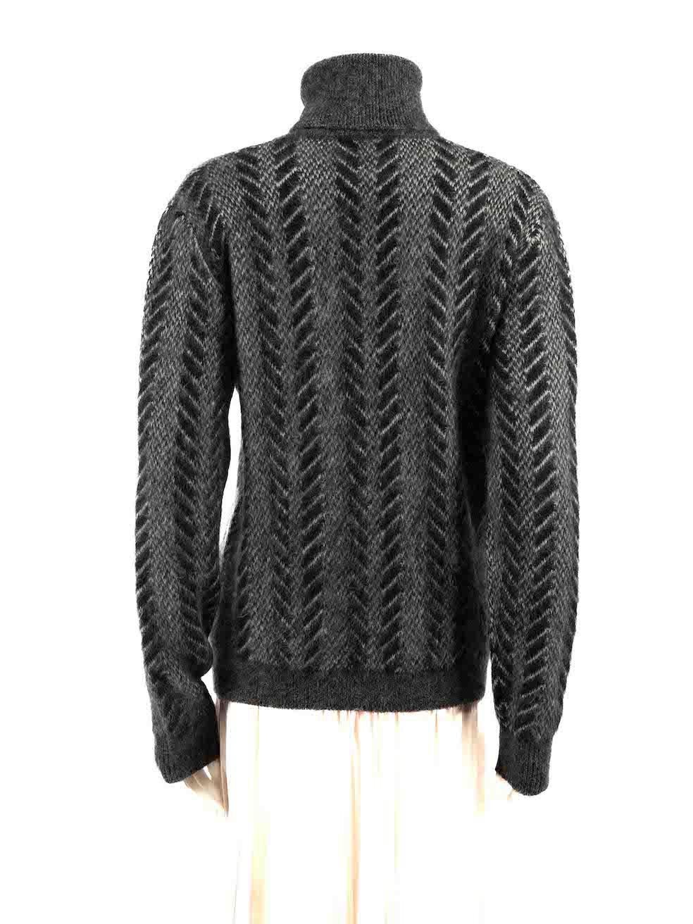 Nero Saint Laurent - Maglia Chevron in mohair grigio Taglia XS