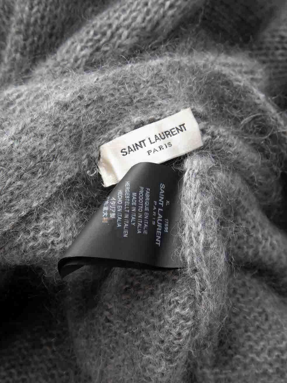 Saint Laurent Grey Mohair Distressed Cardigan Size XL For Sale 4