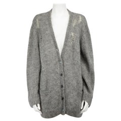 Saint Laurent Grey Mohair Distressed Cardigan Size XL