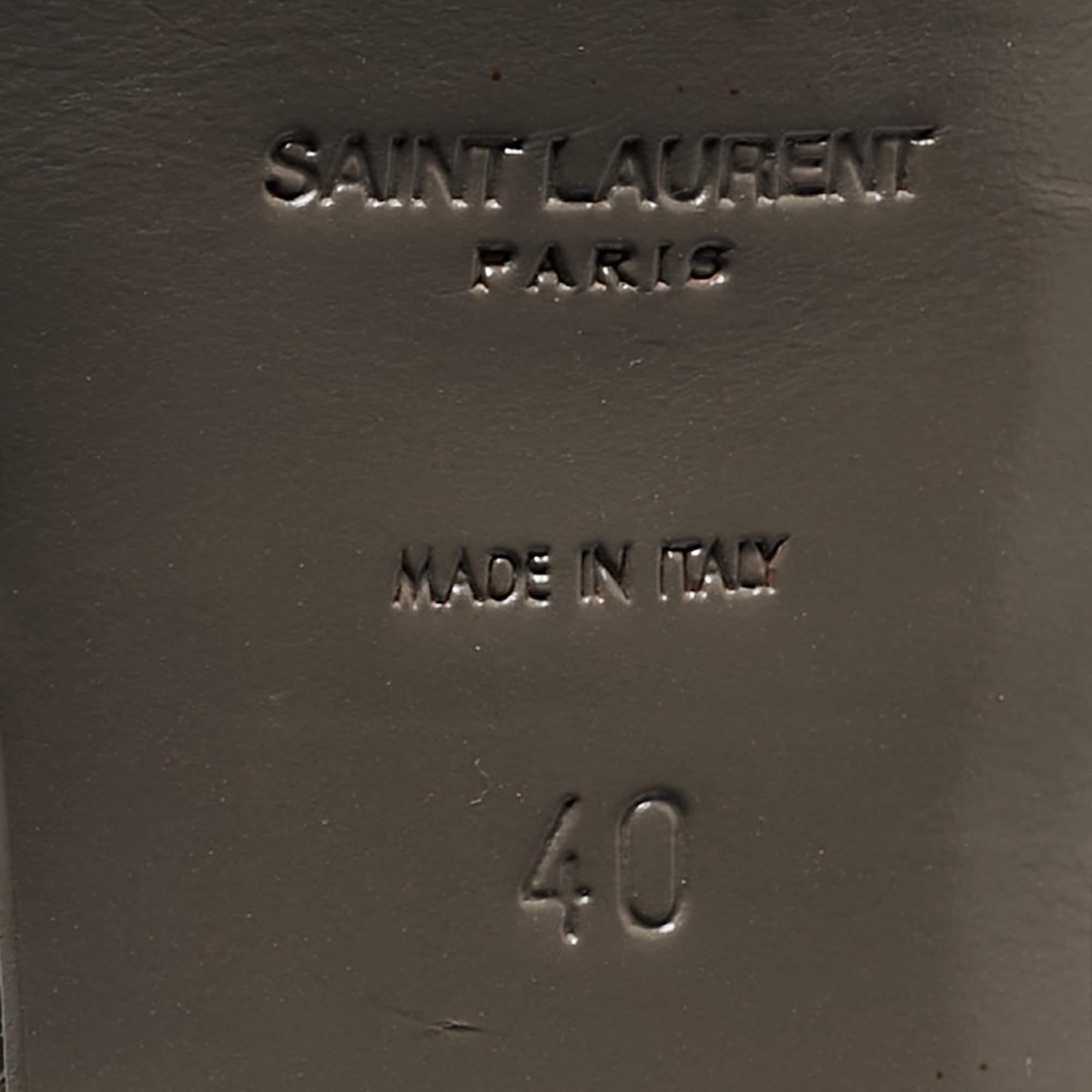 Women's Saint Laurent Grey Patent Tribute Sandals Size 40