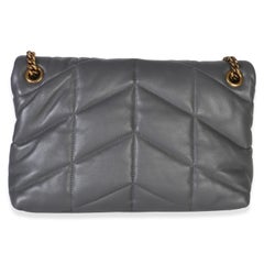 Saint Laurent Grey Quilted Lambskin Small Loulou Puffer Chain Satchel