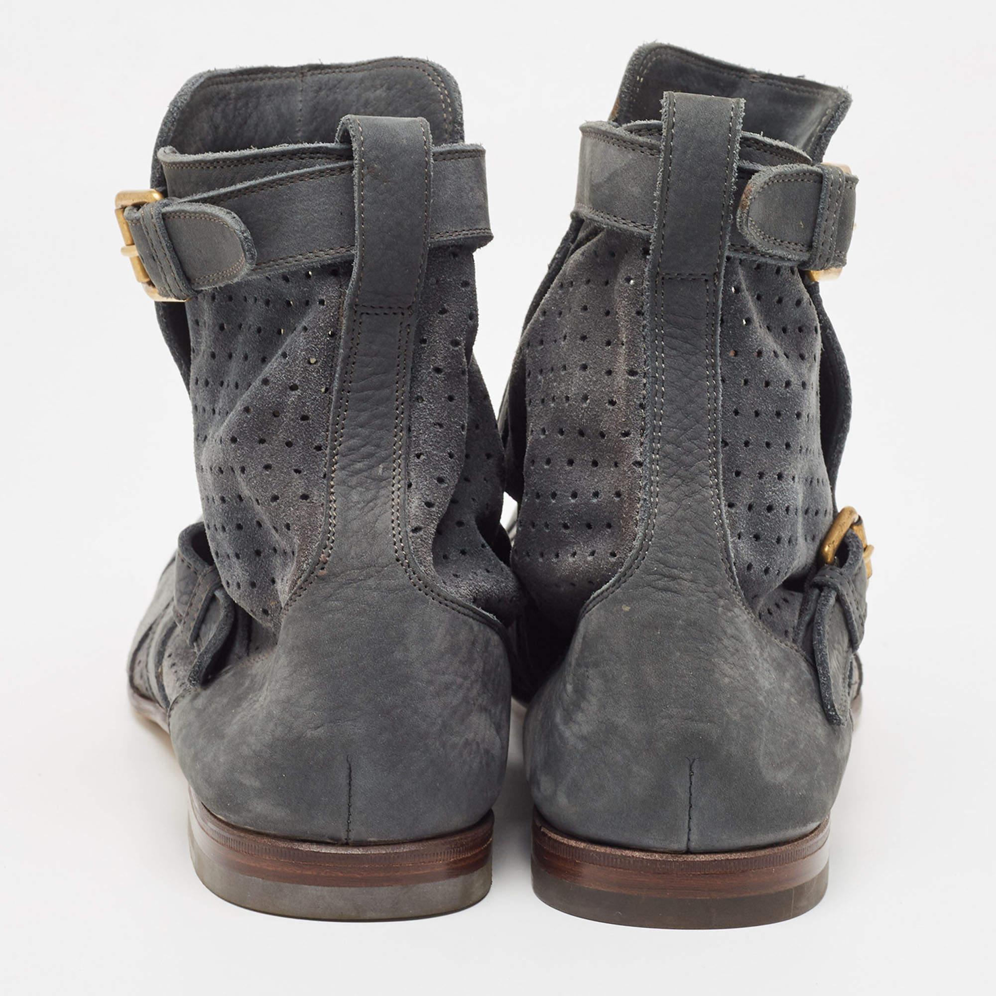 Saint Laurent Grey Suede Blake Jodhpur Ankle Boots Size 45 For Sale 2