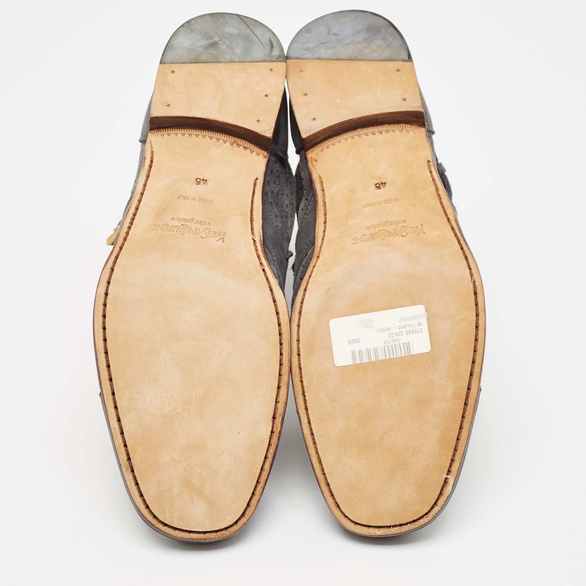 Saint Laurent Grey Suede Blake Jodhpur Ankle Boots Size 45 For Sale 3