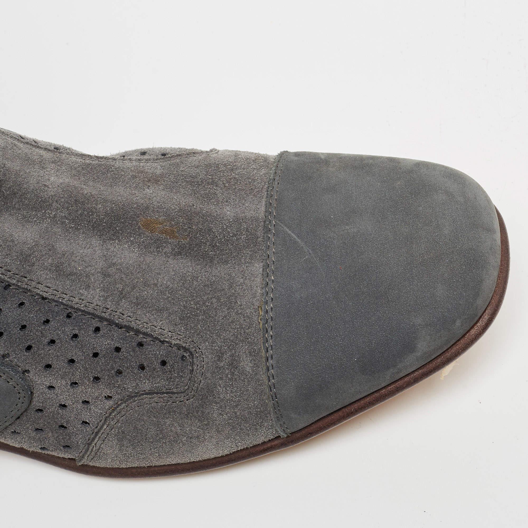 Saint Laurent Grey Suede Blake Jodhpur Ankle Boots Size 45 For Sale 4