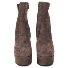 SAINT LAURENT grey suede CANDY Platform Ankle Boots Shoes 37