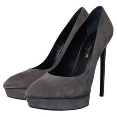 Saint Laurent, Grey suede janis pump