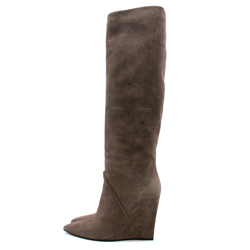 grey suede wedge boots