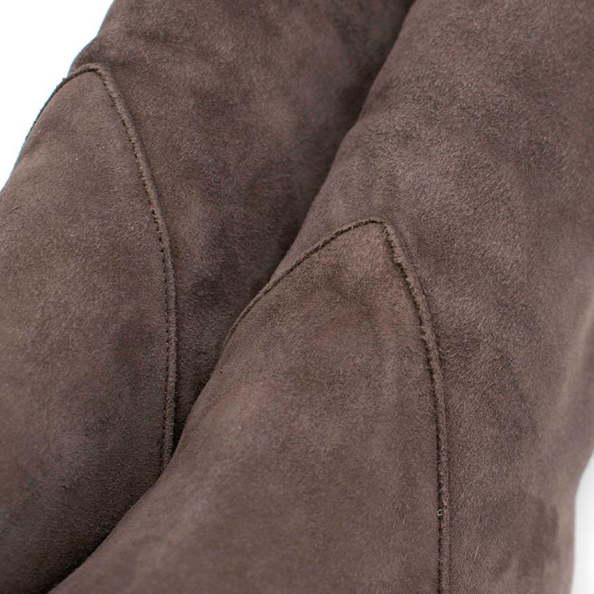 Women's Saint Laurent Grey Suede Wedge Knee Boots 38