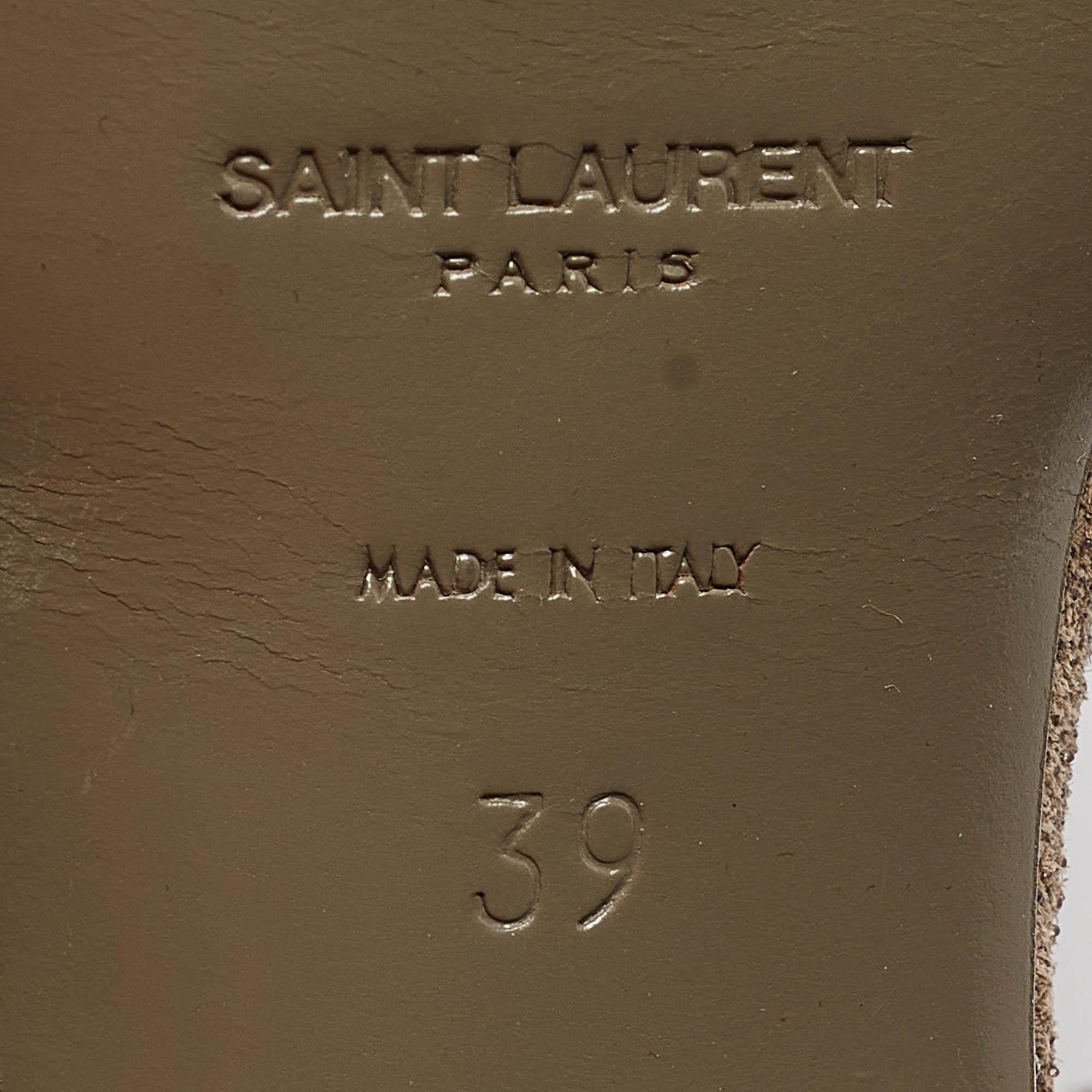 Saint Laurent Sandalias Plataforma Tribute Ante Textura Gris Talla  39 en venta 3