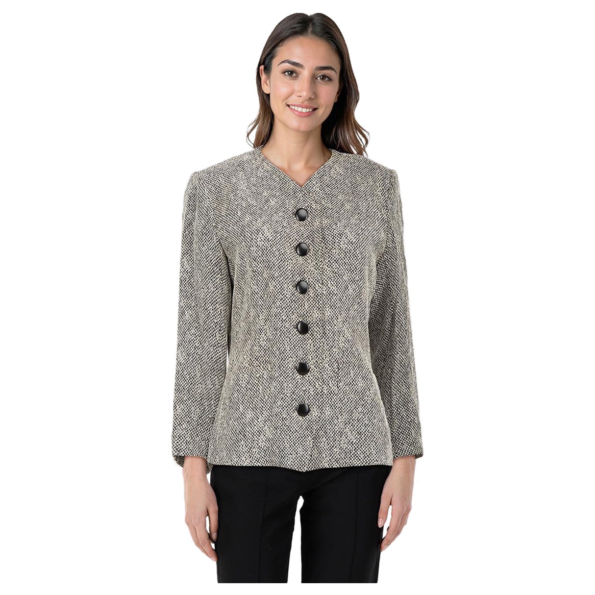 Saint Laurent Blazer grigio con collo a V e monopetto taglia XXL in vendita