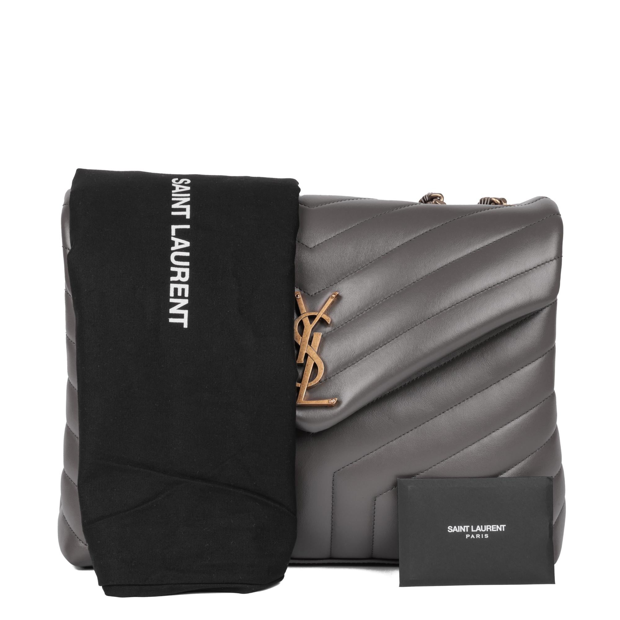 SAINT LAURENT Grey Y Quilted Calfskin Leather Medium Loulou 7