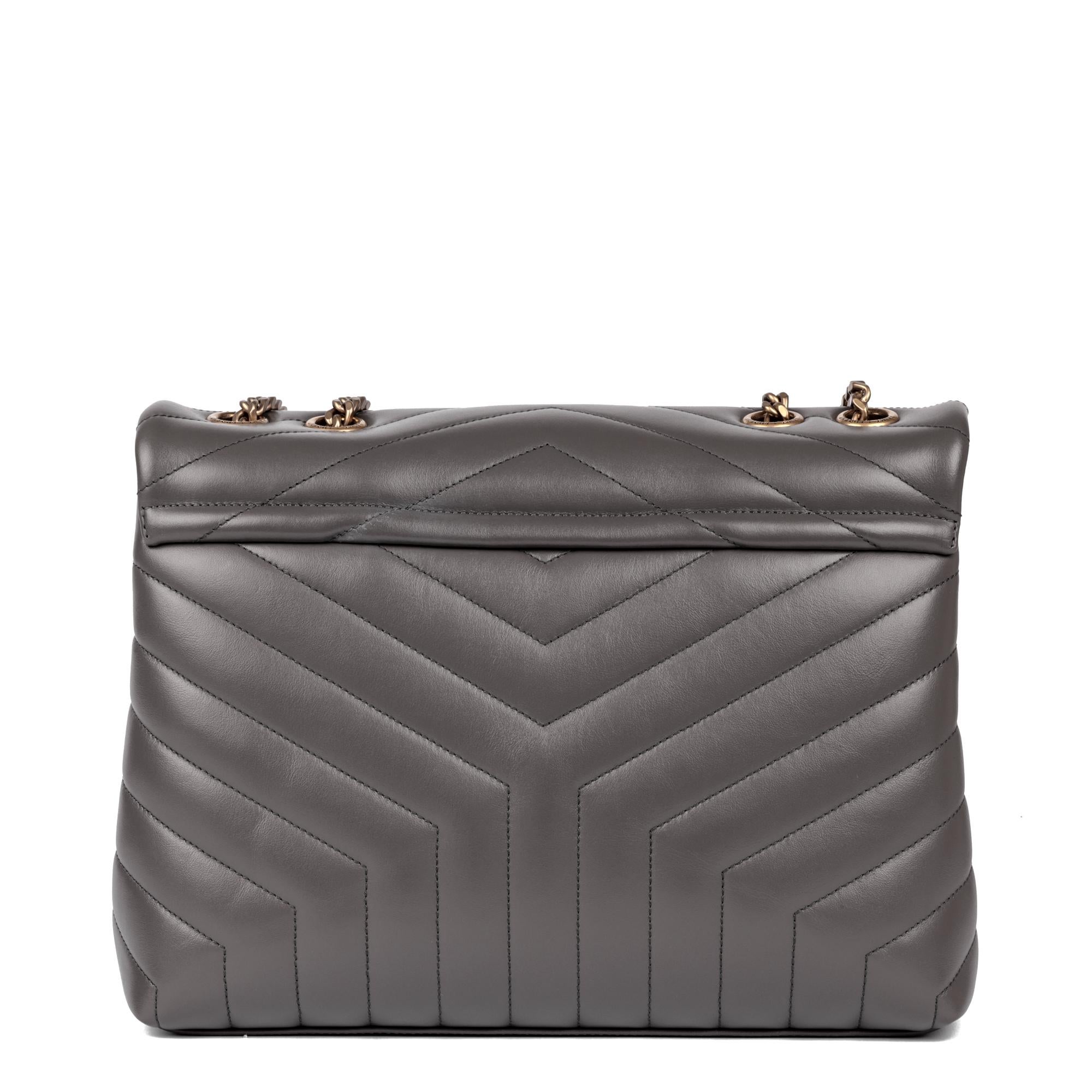 SAINT LAURENT Grey Y Quilted Calfskin Leather Medium Loulou 1