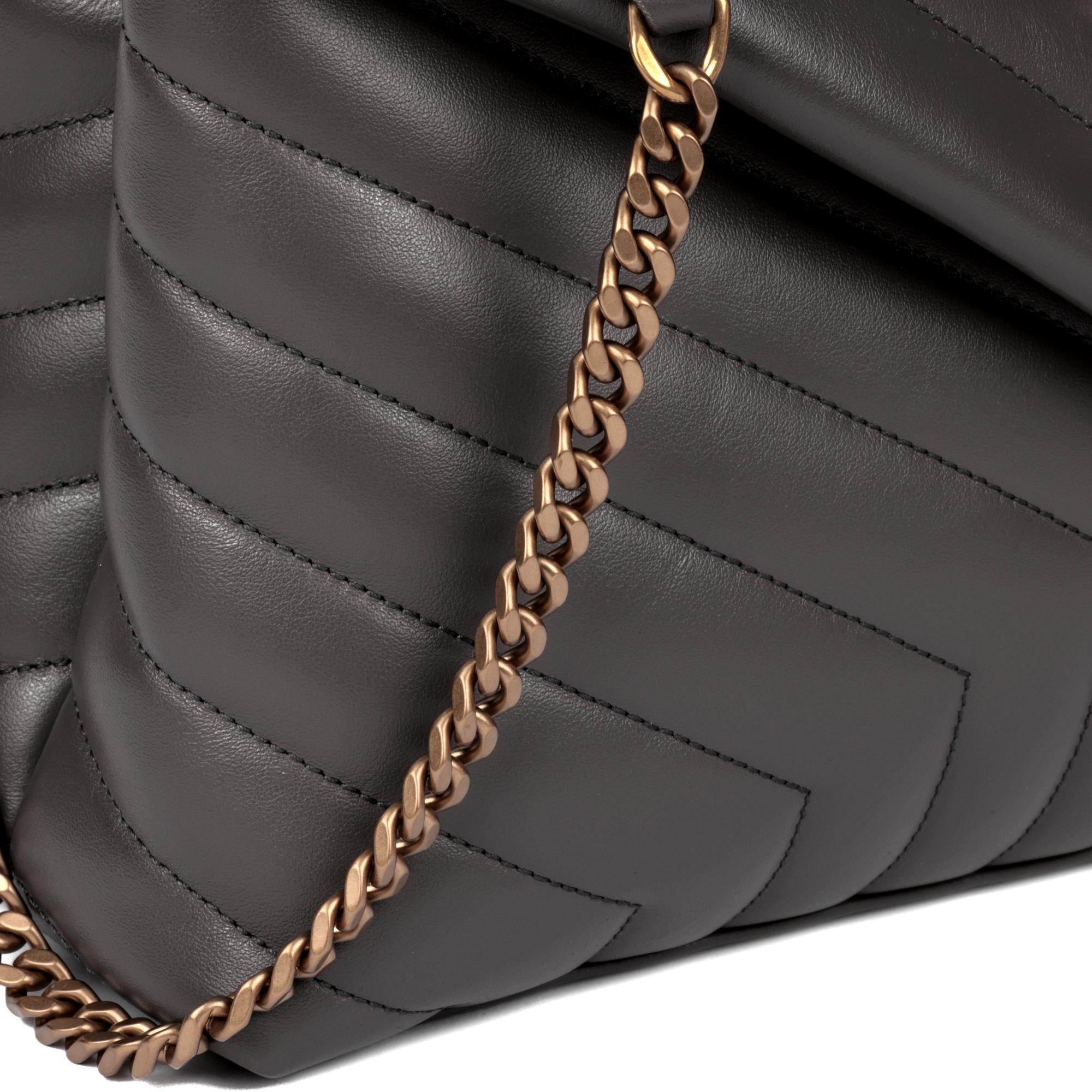 SAINT LAURENT Grey Y Quilted Calfskin Leather Medium Loulou 4