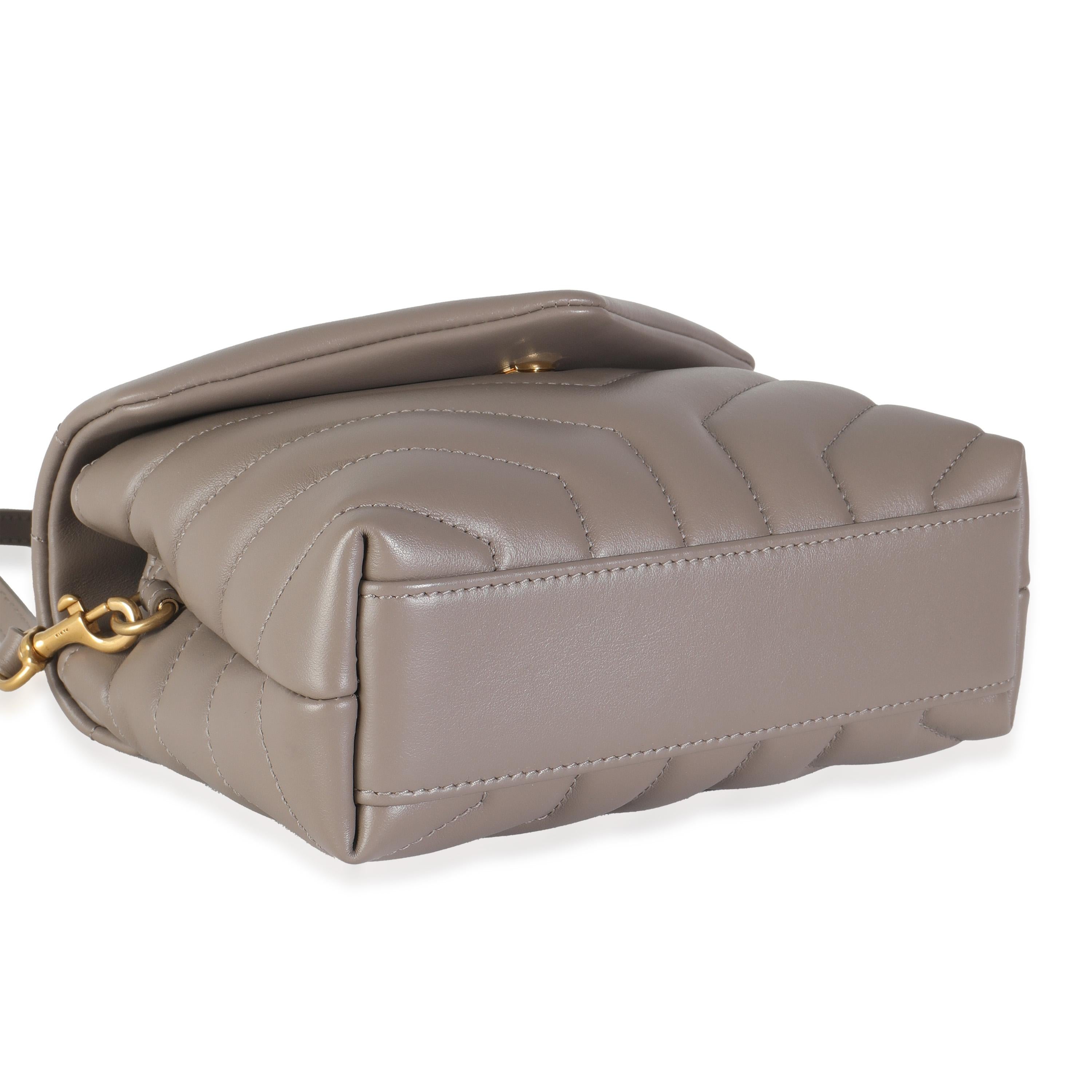 Saint Laurent Greyish Brown Y Quilted Calfskin Toy Loulou Crossbody 2