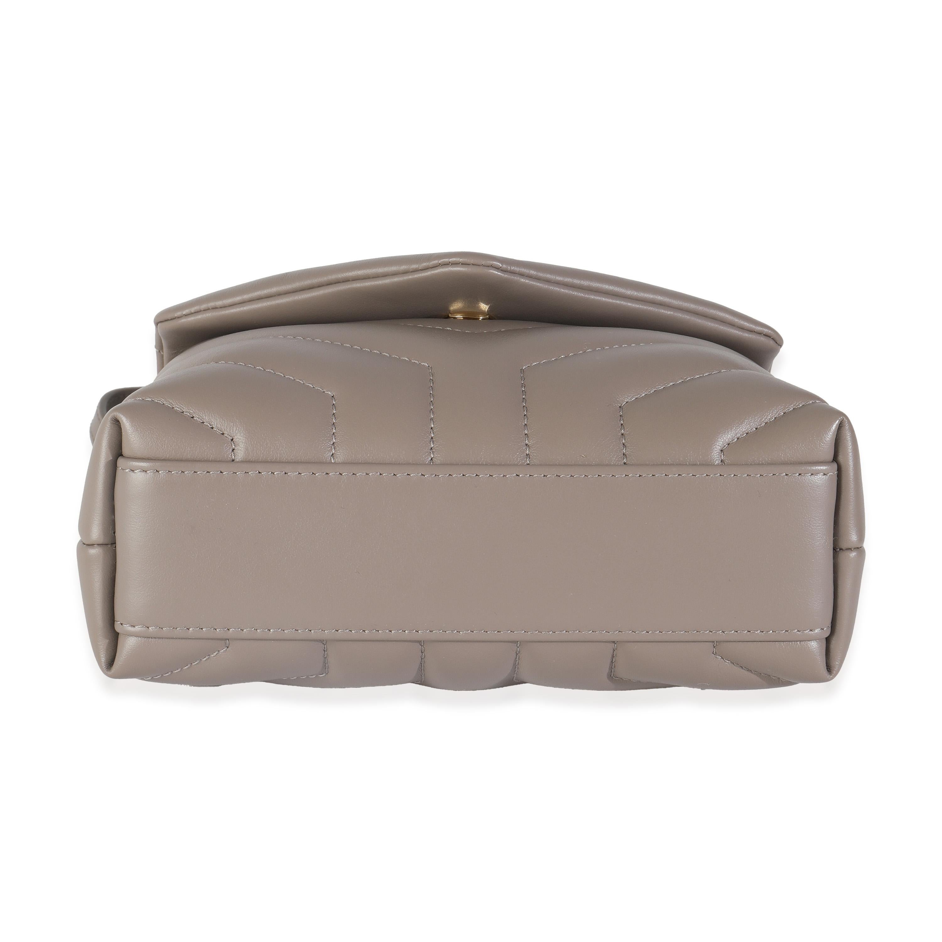 Saint Laurent Greyish Brown Y Quilted Calfskin Toy Loulou Crossbody 3