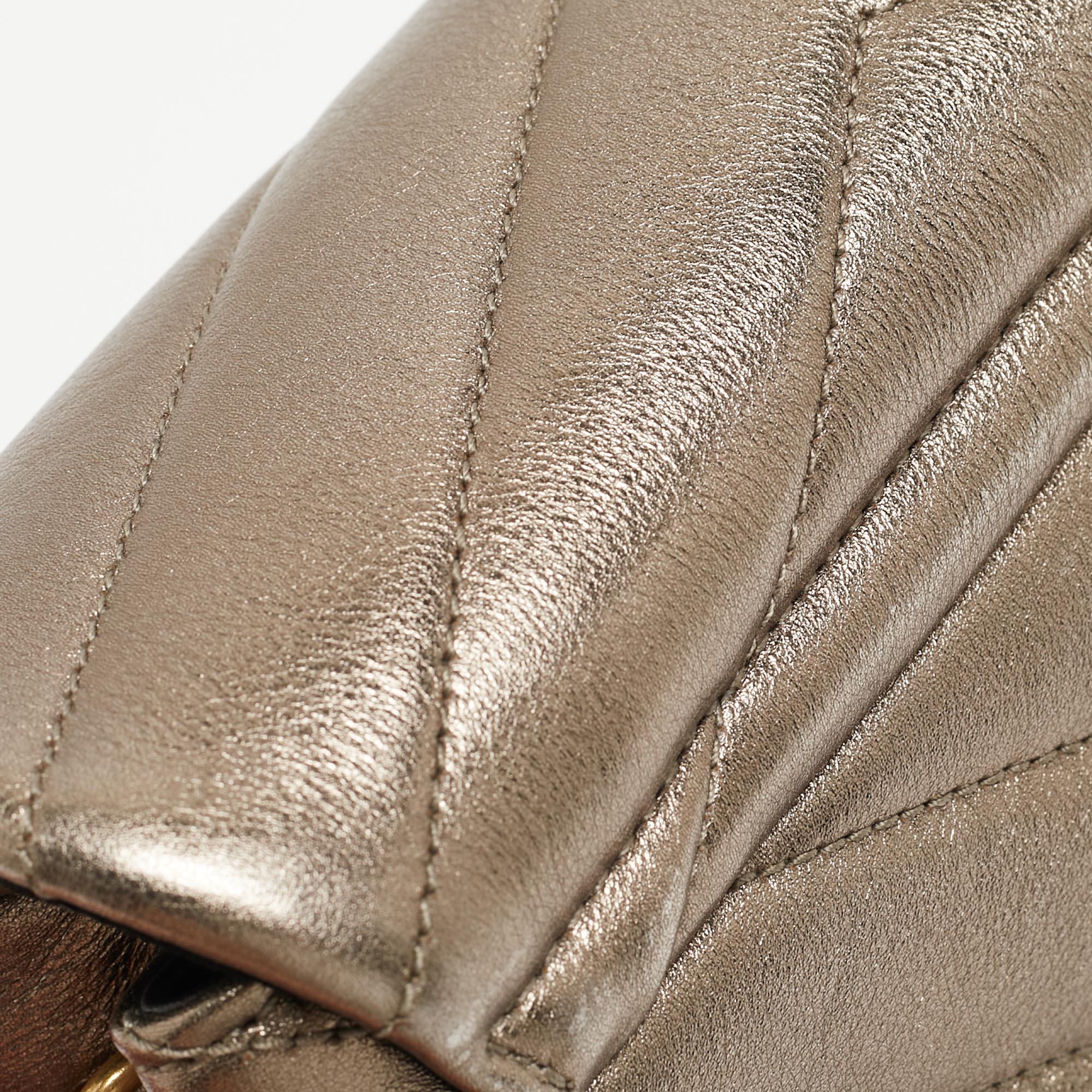 Saint Laurent Gun Metal Matelassé Leather Toy Loulou Crossbody Bag In Good Condition In Dubai, Al Qouz 2