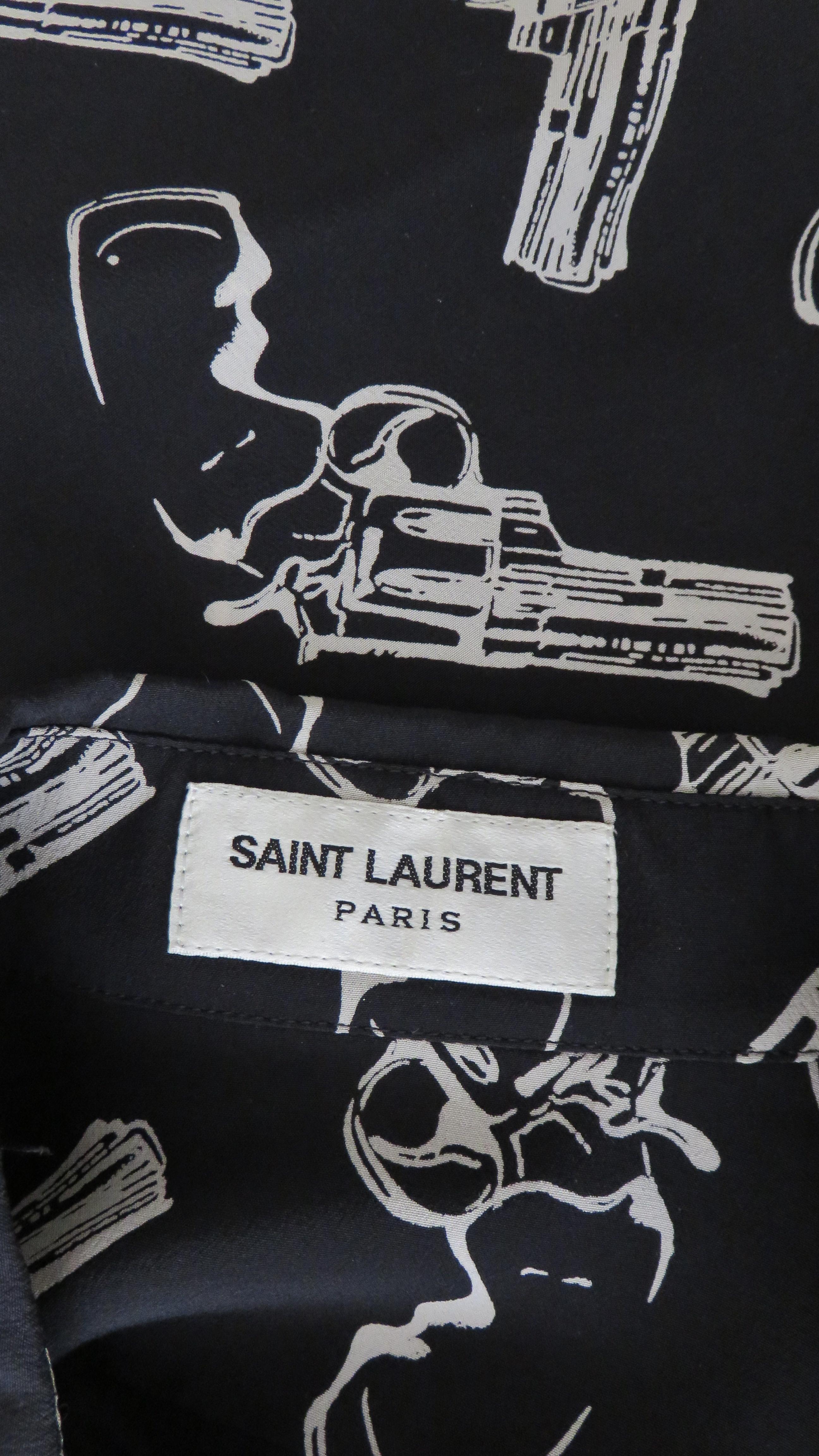 Saint Laurent Revolver Print Runway Silk Shirt F/W 2014 For Sale 6