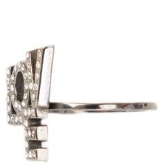 SAINT LAURENT gunmetal EMBELLISHED TRESOR LOVE Ring 6