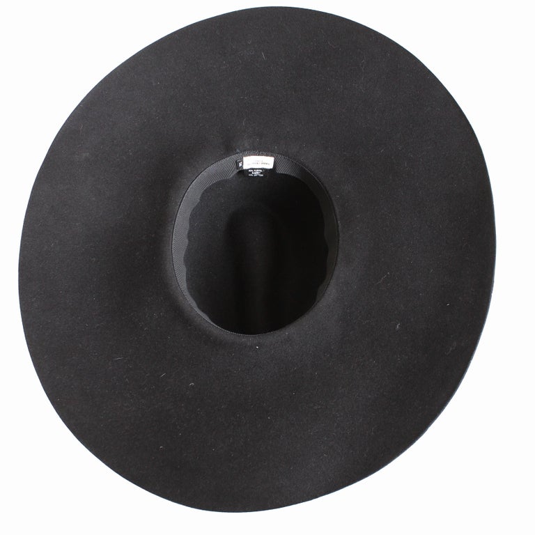 Saint Laurent Hat Wide Brim Oversized Black Rabbit Fur Felt 