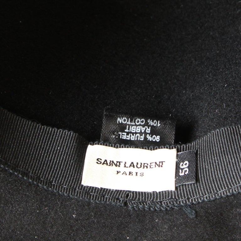 Saint Laurent Hat Wide Brim Oversized Black Rabbit Fur Felt  display picture 3