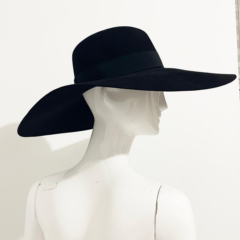 Saint Laurent Hat Wide Brim Oversized Black Rabbit Fur Felt Hedi Slimane Size 56 Fedora wool hat Saint Laurent Black size 57 cm in Wool  main image 4