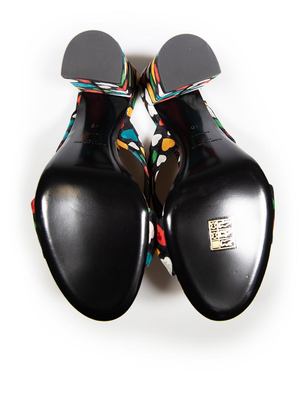 Saint Laurent Heart Jacquard Bianca Knot Detail Mules Size IT 40 In Excellent Condition In London, GB