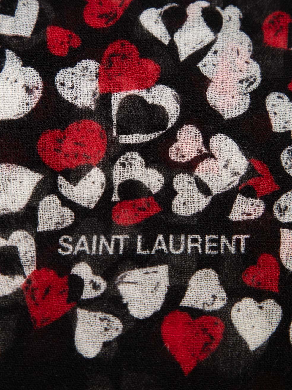 Donna Sciarpa in lana con stampa a cuore di Saint Laurent in vendita
