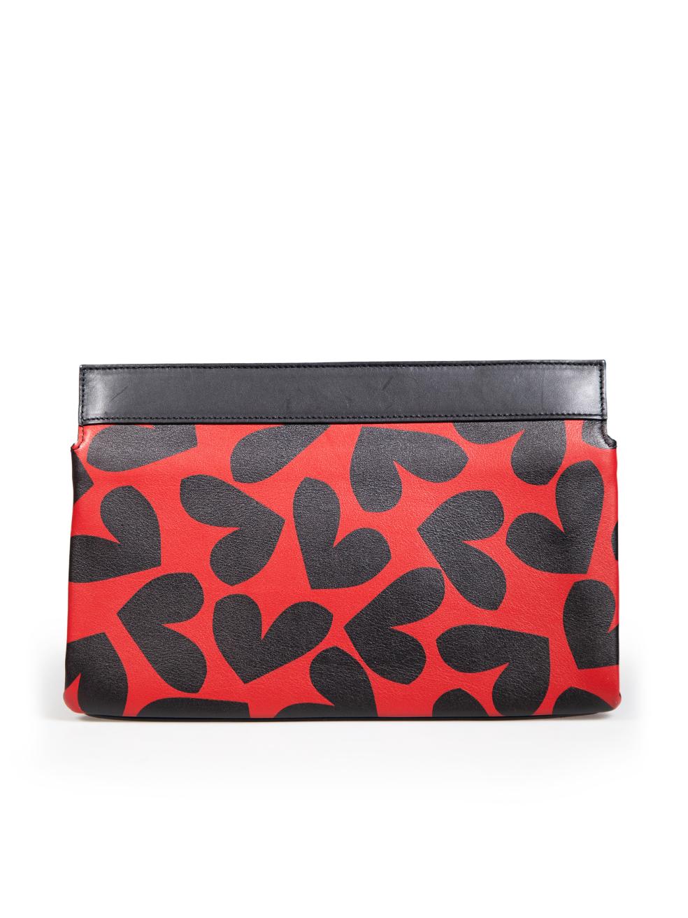Saint Laurent Heart Printed Leather Clutch In Excellent Condition For Sale In London, GB