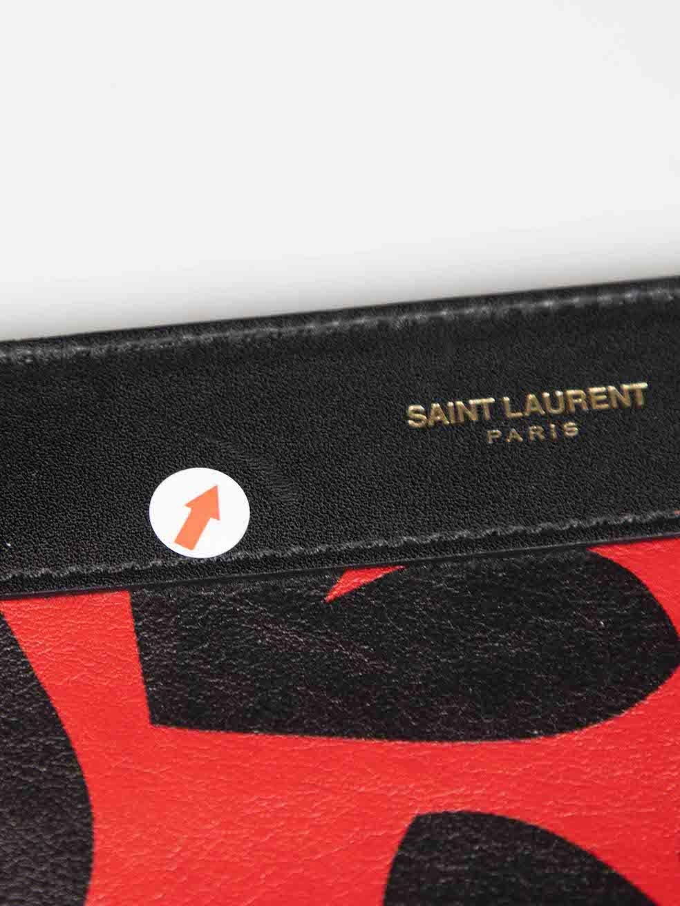 Saint Laurent Heart Printed Leather Clutch For Sale 2