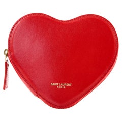 Saint Laurent Heart Zip Pouch Expandable Tote Leather