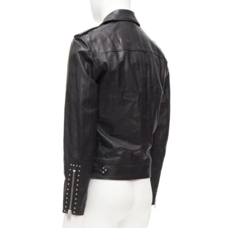 SAINT LAURENT Hedi Slimane 2013 black lambskin leather studded biker FR48 M 3