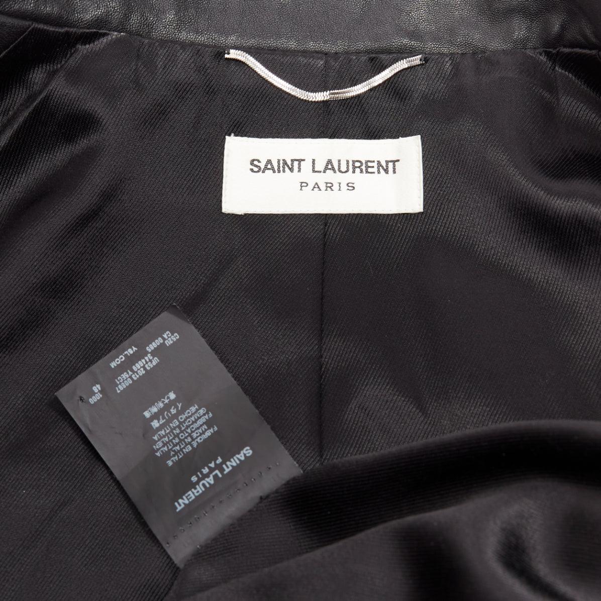 SAINT LAURENT Hedi Slimane 2013 black lambskin leather studded biker FR48 M For Sale 6