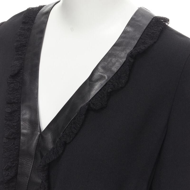 SAINT LAURENT Hedi Slimane 2013 black leather lace ruffle dress FR36 XS
Reference: MELK/A00096
Brand: Saint Laurent
Designer: Hedi Slimane
Collection: 2013
Material: Acetate, Viscose
Color: Black
Pattern: Solid
Closure: Zip
Extra Details: Leather
