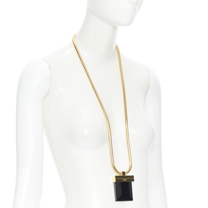 SAINT LAURENT Hedi Slimane 2013 Opium runway black Onyx stone gold necklace For Sale 1