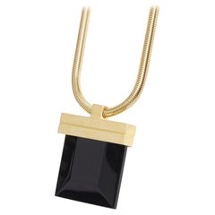 SAINT LAURENT Hedi Slimane 2013 Opium runway black Onyx stone gold necklace