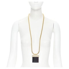 SAINT LAURENT Hedi Slimane 2013 Opium runway black Onyx stone gold necklace
