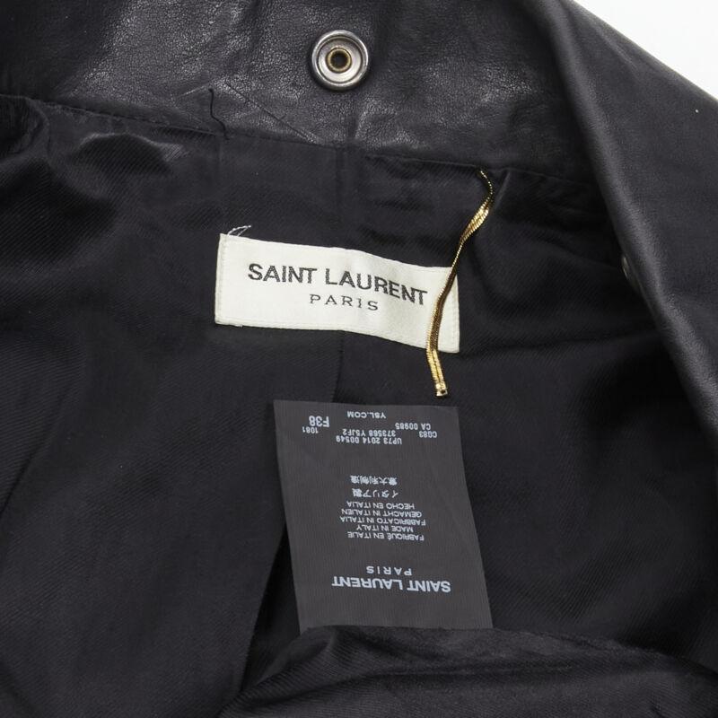 SAINT LAURENT Hedi Slimane 2014 Schwarzes Vintage-Bikerjacke aus Kalbsleder mit Nieten FR38 XS im Angebot 7