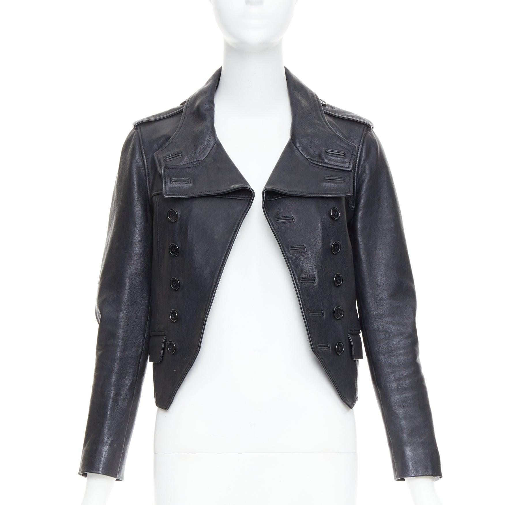 Black SAINT LAURENT Hedi Slimane 2014 black cropped smoking spencer jacket FR36 S For Sale