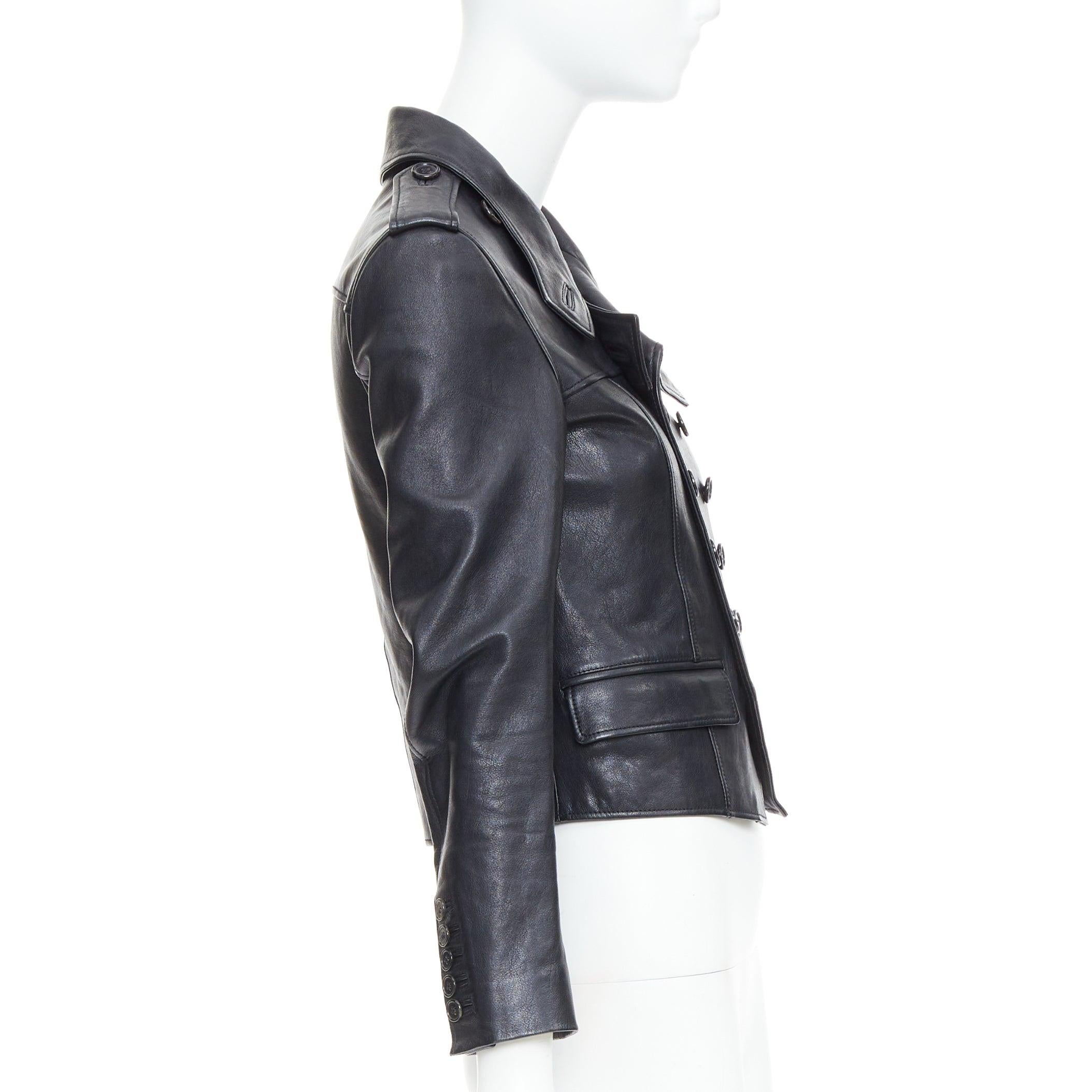 SAINT LAURENT Hedi Slimane 2014 black cropped smoking spencer jacket FR36 S For Sale 1