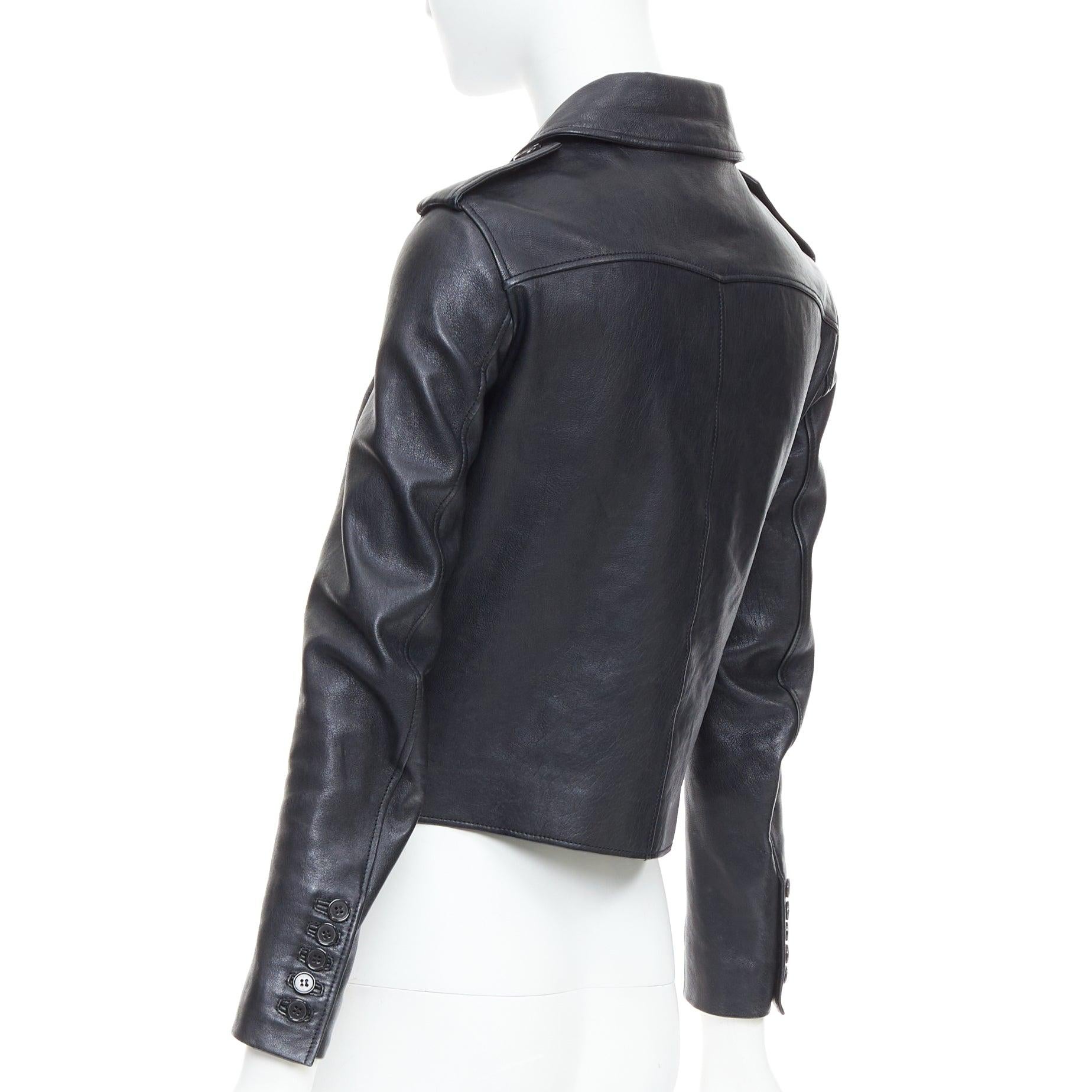 SAINT LAURENT Hedi Slimane 2014 black cropped smoking spencer jacket FR36 S For Sale 3