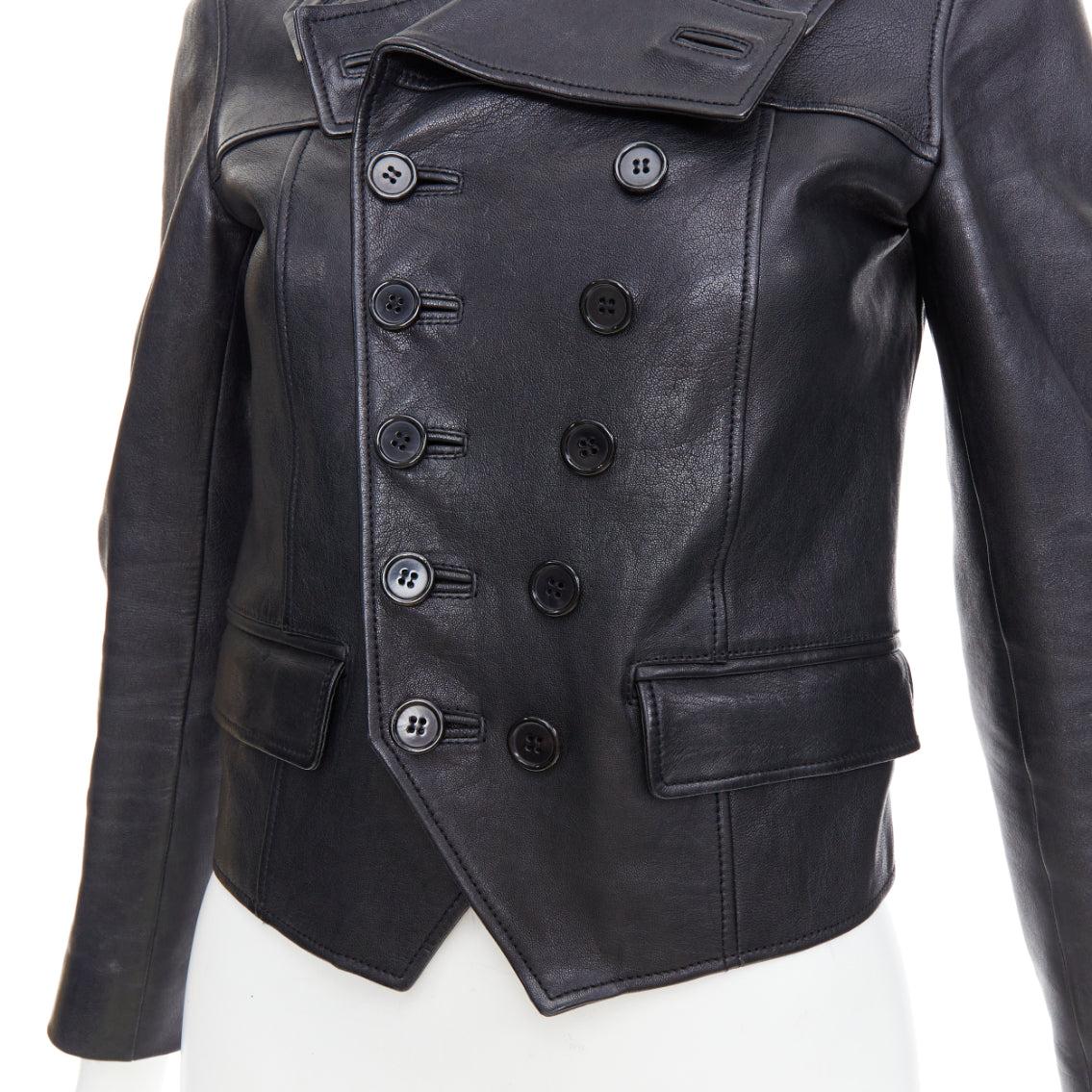 SAINT LAURENT Hedi Slimane 2014 black cropped smoking spencer jacket FR36 S For Sale 4