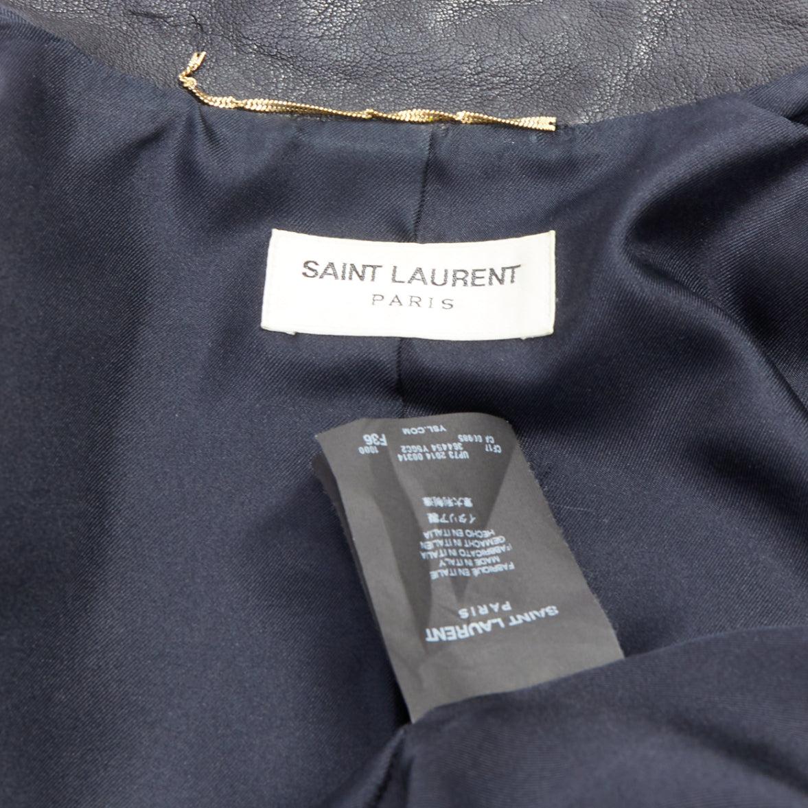 SAINT LAURENT Hedi Slimane 2014 black cropped smoking spencer jacket FR36 S For Sale 5