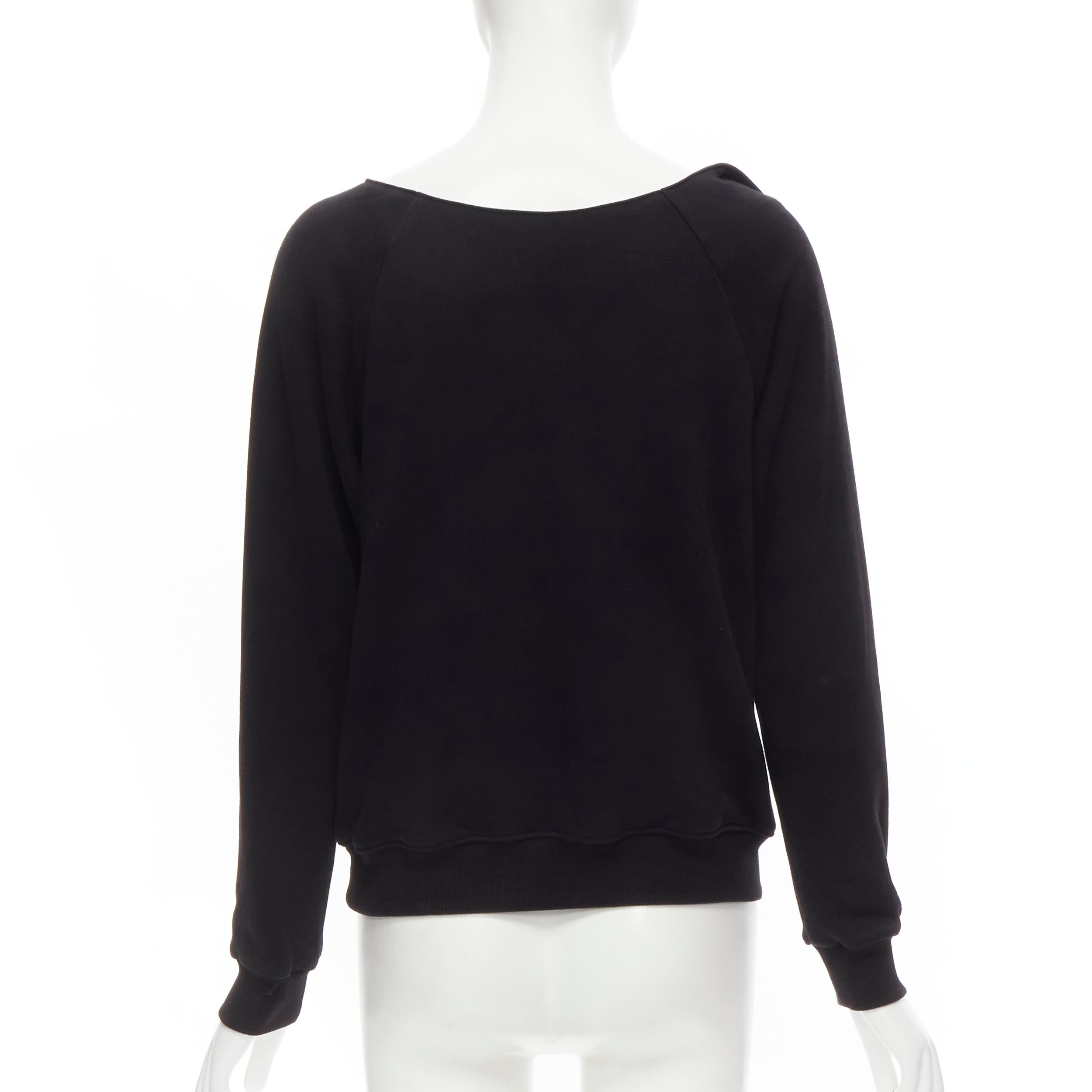 SAINT LAURENT Hedi Slimane 2014 black leather foldover collar pullover sweater S For Sale 1