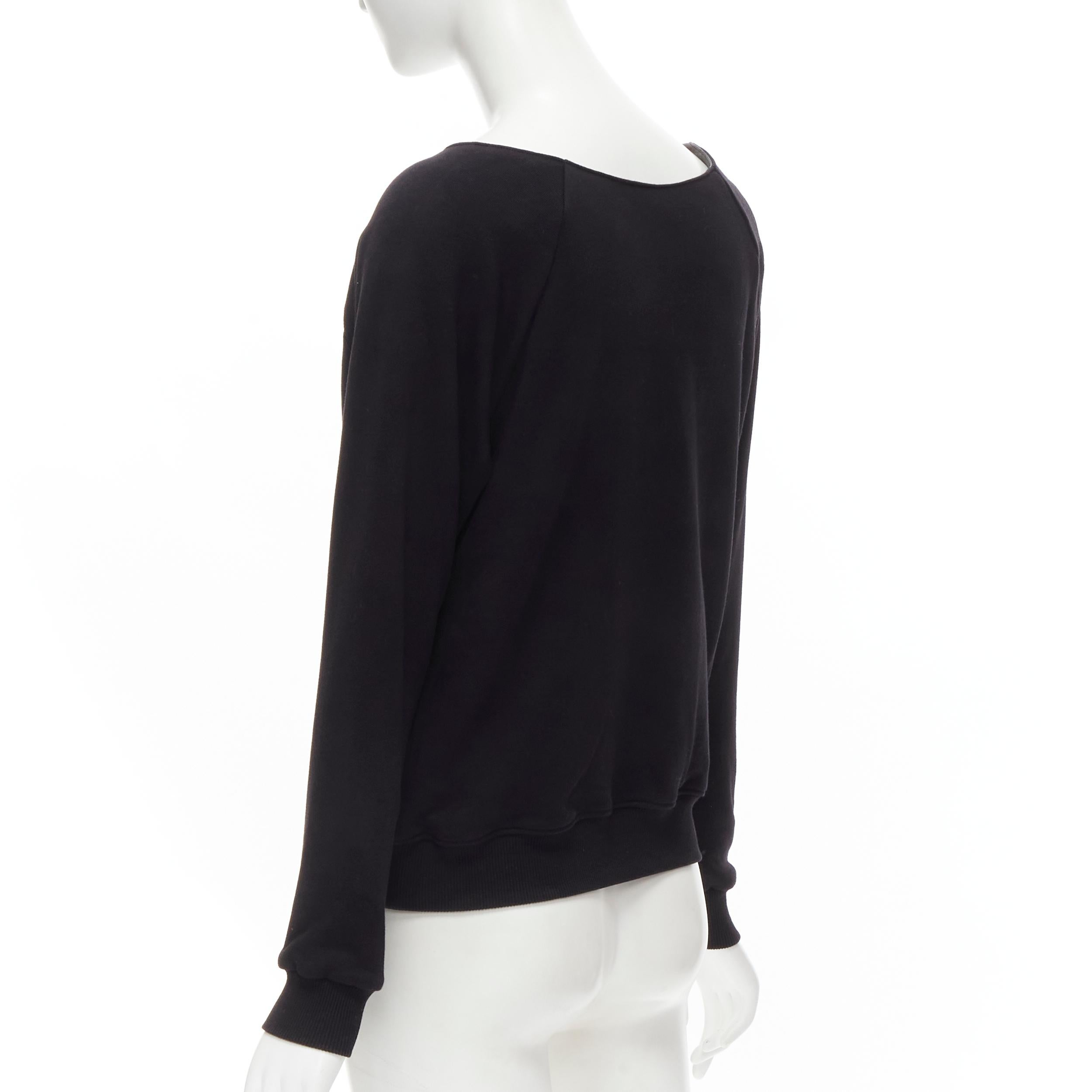 SAINT LAURENT Hedi Slimane 2014 black leather foldover collar pullover sweater S For Sale 2