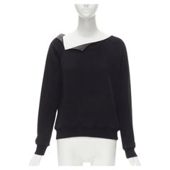 SAINT LAURENT Hedi Slimane 2014 schwarzes Leder mit Umlegekragen Pullover S