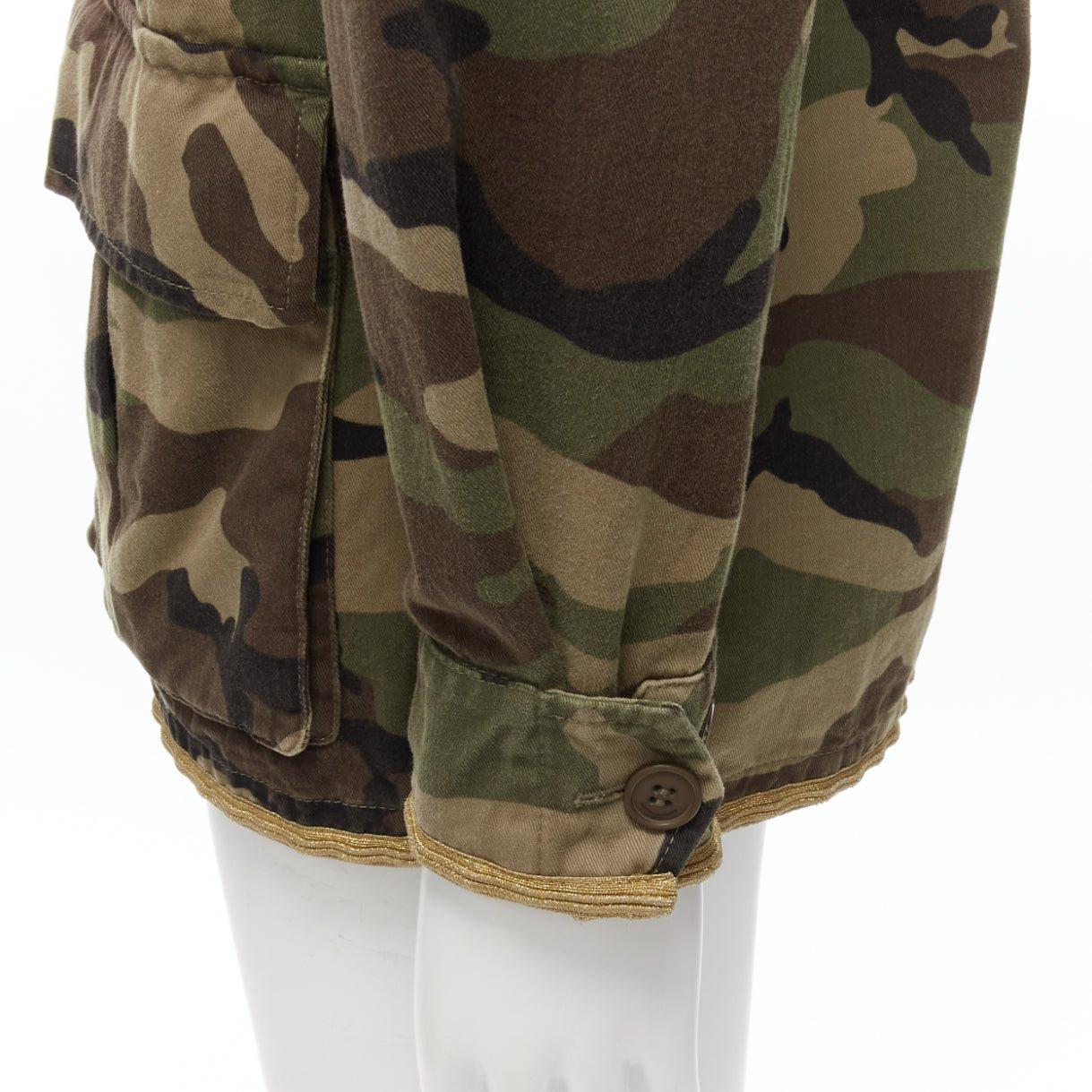 SAINT LAURENT Hedi Slimane 2014 gold green camouflage military  jacket FR46 S For Sale 4
